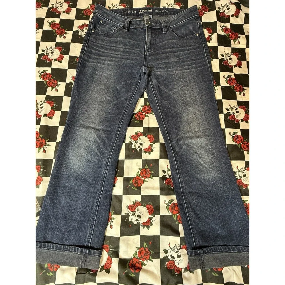 Apt‎ 9 Straight Leg Jeans Women's Size 4 Dark Wash Stretch Denim